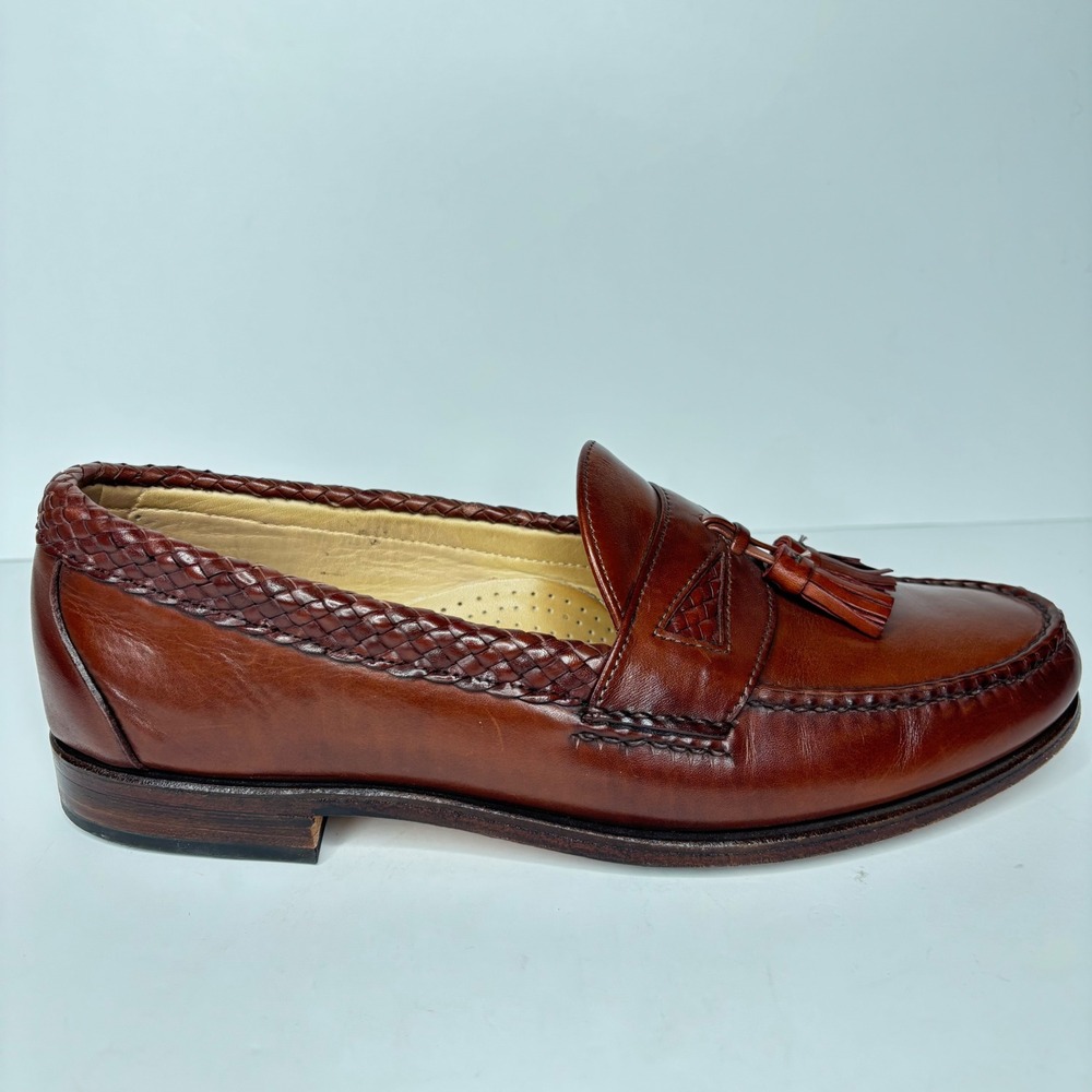 Allen Edmonds Maxfield Loafers Mens 8.5 E Brown Leather Woven Tassel USA